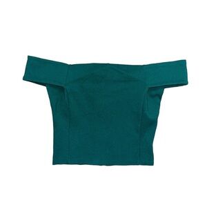 Alythea Crop Top Women's Size Medium Emerald‎ Green Vintage Off-the-Shoulder Zip